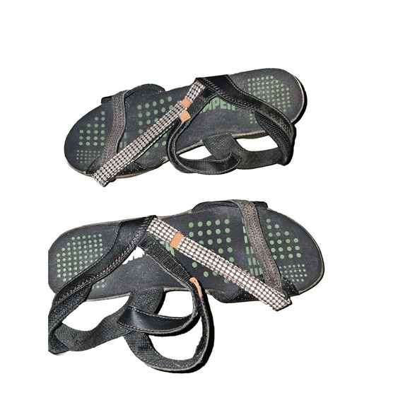 Camper Wedge Strappy Sandals Sz 37 US 7 EUC Brown Leather Fabric Patterned - Picture 1 of 8